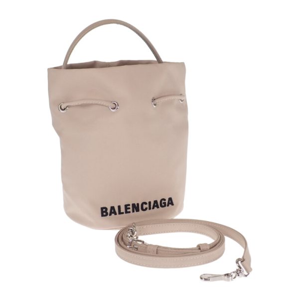 445032 01 Balenciaga Bucket Wheel Handbag Shoulder Beige