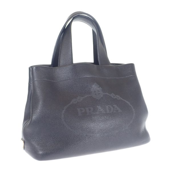 445217 01 Prada Vitello Dino Leather Tote Handbag Black