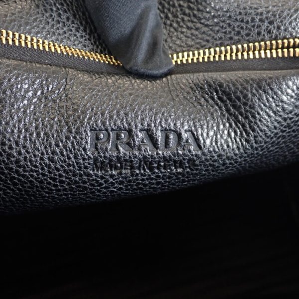 445217 09 Prada Vitello Dino Leather Tote Handbag Black