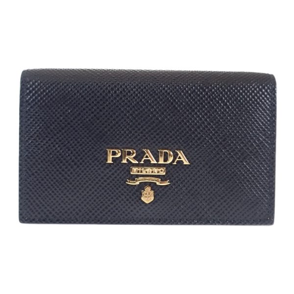 445566 02 Prada Saffiano Business Card Holder Black