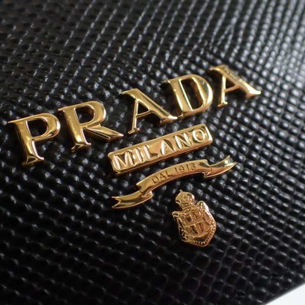 445566 10 Prada Saffiano Business Card Holder Black