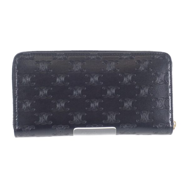 445809 03 Celine Large Zipped Long Wallet Triomphe Black