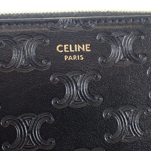 445809 06 Celine Large Zipped Long Wallet Triomphe Black