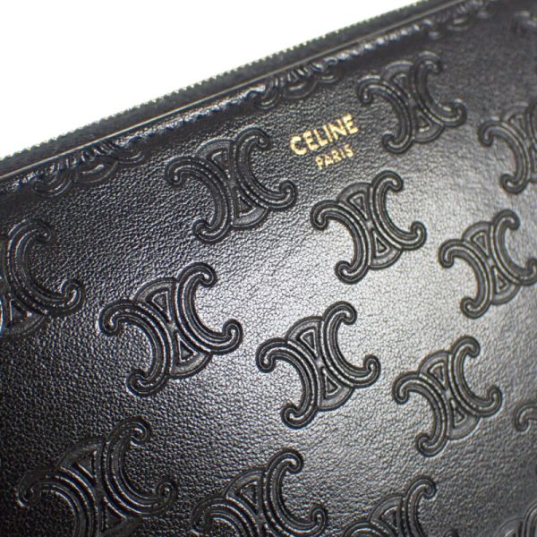 445809 07 Celine Large Zipped Long Wallet Triomphe Black