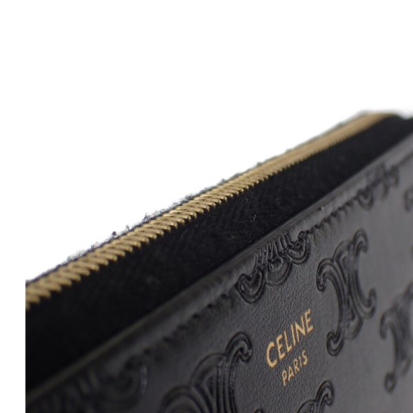 445809 08 Celine Large Zipped Long Wallet Triomphe Black