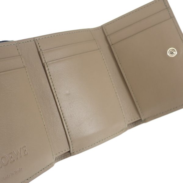 445841 07 Loewe Anagram Trifold Wallet Calfskin Clay Green