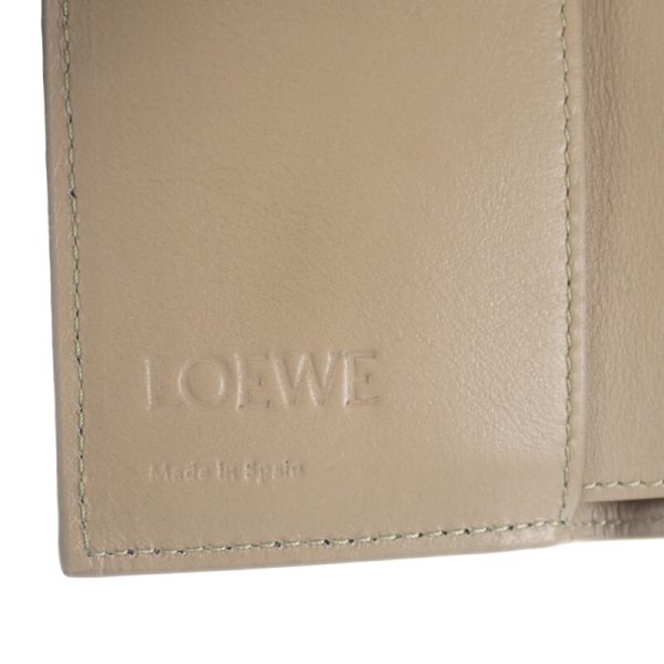 445841 08 Loewe Anagram Trifold Wallet Calfskin Clay Green