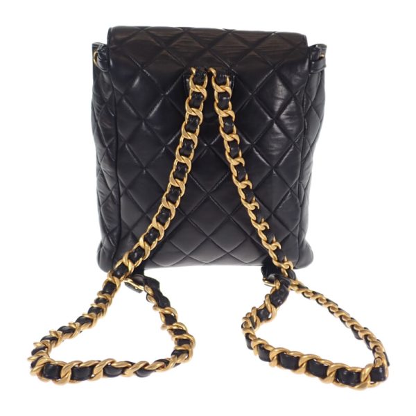 445846 03 Chanel Matelasse Chain Backpack Rucksack Black