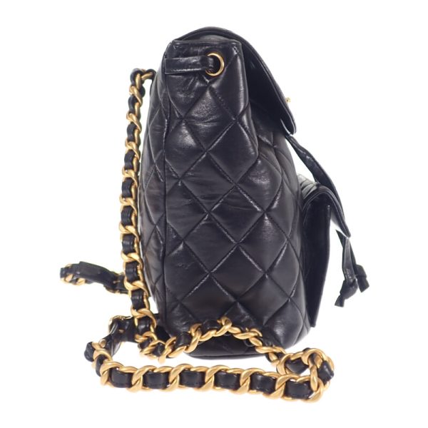 445846 04 Chanel Matelasse Chain Backpack Rucksack Black