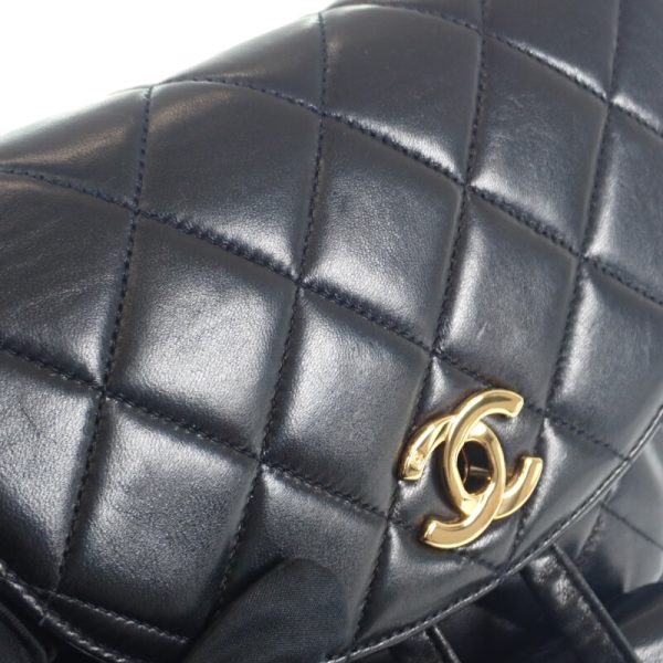 445846 13 Chanel Matelasse Chain Backpack Rucksack Black