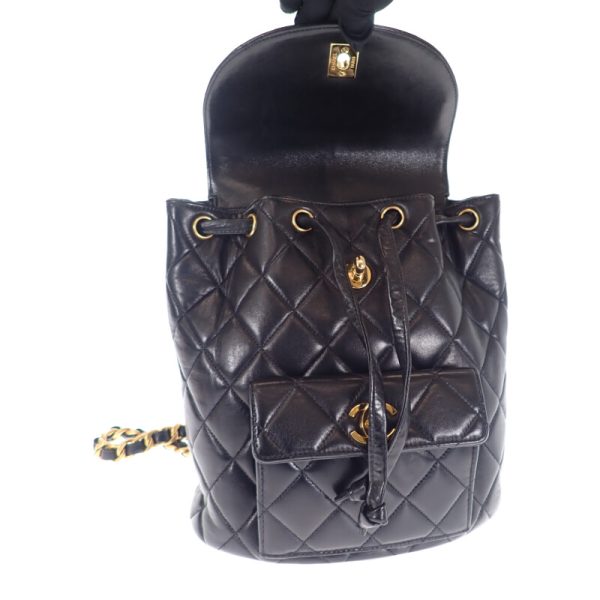 445846 16 Chanel Matelasse Chain Backpack Rucksack Black