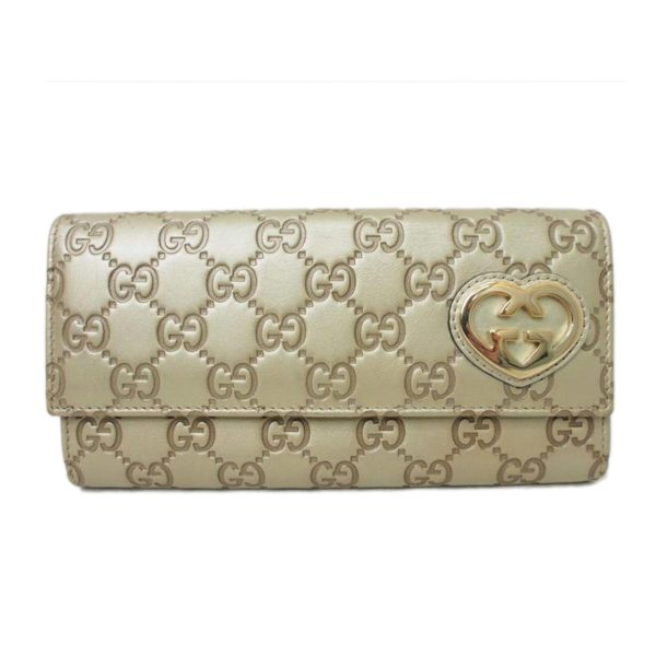 44641 1 Gucci Lovely Heart Guccisima 2 Fold Long Wallet Pink