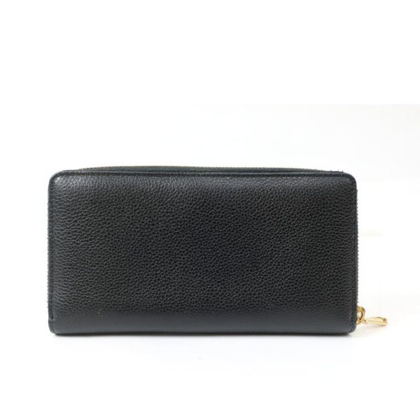 44740 2 GUCCI Zumi Round Zipper Long Wallet Black