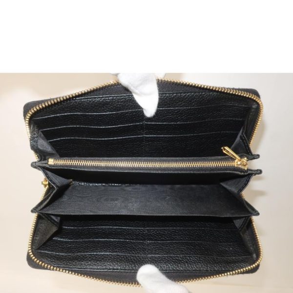 44740 5 GUCCI Zumi Round Zipper Long Wallet Black