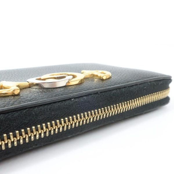 44740 8 GUCCI Zumi Round Zipper Long Wallet Black