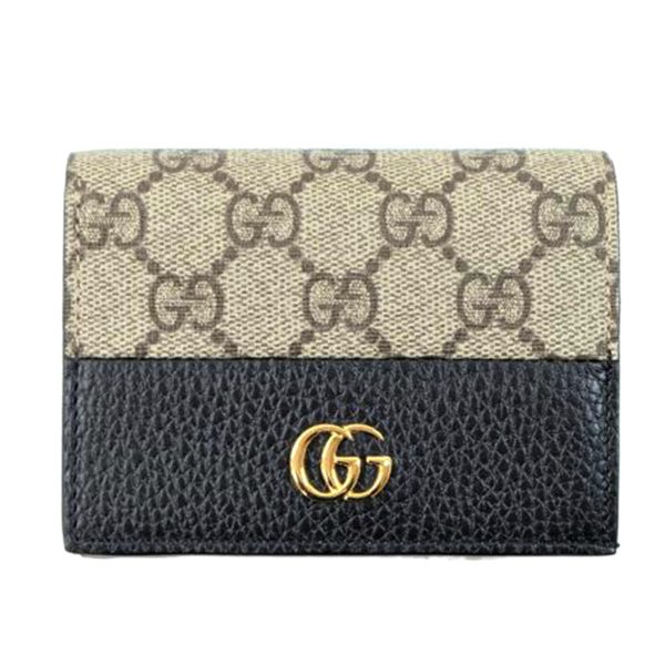 44874 1 Gucci GG Marmont PVC Leather Card Case Wallet Black