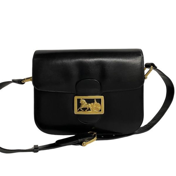 448j543291 1 Celine Vintage Horse Carriage Calf Leather Mini Shoulder Bag Black