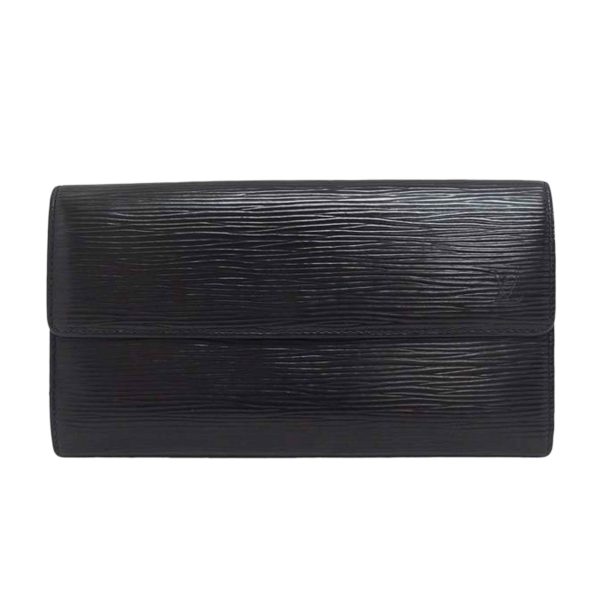 45056 1 Louis Vuitton Pochette Porte Mone Credit Epi Leather Wallet Black