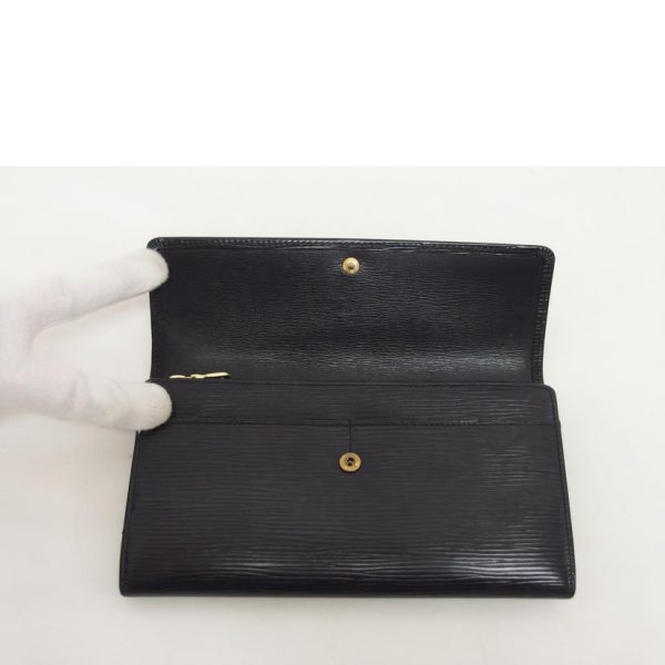 45056 4 Louis Vuitton Pochette Porte Mone Credit Epi Leather Wallet Black