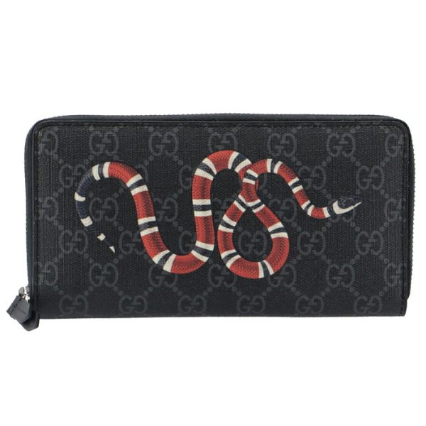 451273k561n1058 1 GUCCI GG Supreme King Snake Long Wallet Black