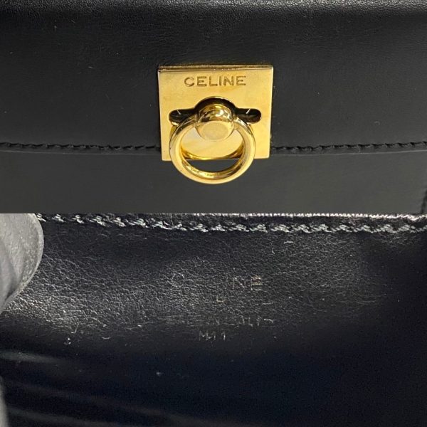 451k240968803 3 Celine Vintage Ring Logo Metal Calf Leather Mini Handbag Black