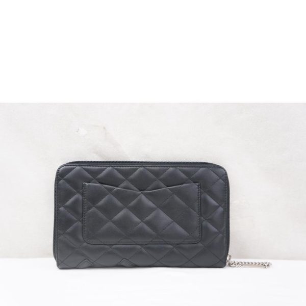 45602 2 Chanel Cambon Round Zipper Wallet Black