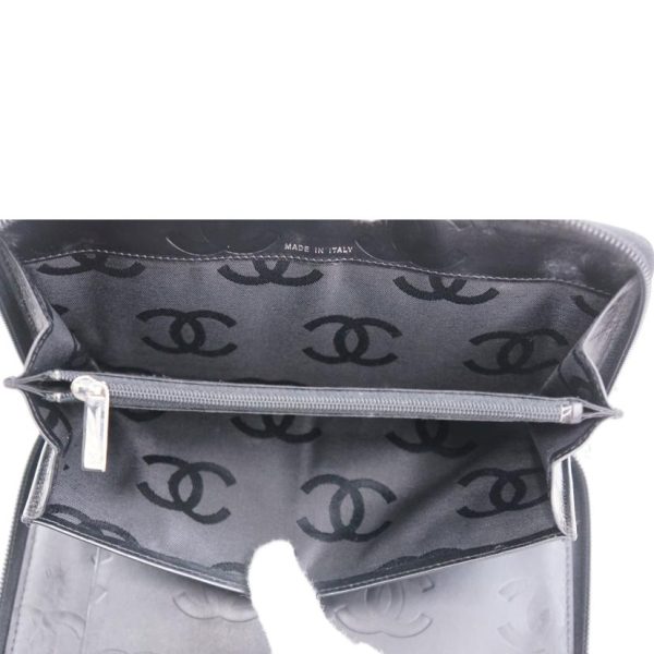 45602 5 Chanel Cambon Round Zipper Wallet Black