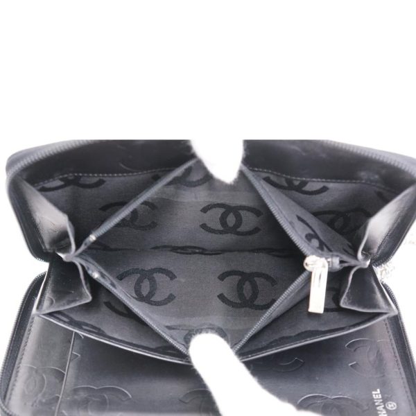 45602 6 Chanel Cambon Line Round Wallet Bag Black