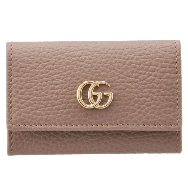 456118cao0g5729 1 GUCCI Petite Marmont 6 Key Case Beige