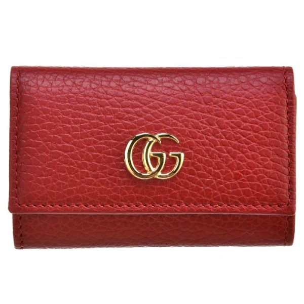 456118cao0g6433 1 GUCCI Petite Marmont 6 Key Case Red