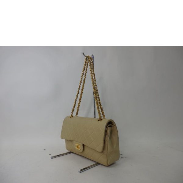 45862 3 Chanel Cocomark W Flap Chain Bag 25 Beige