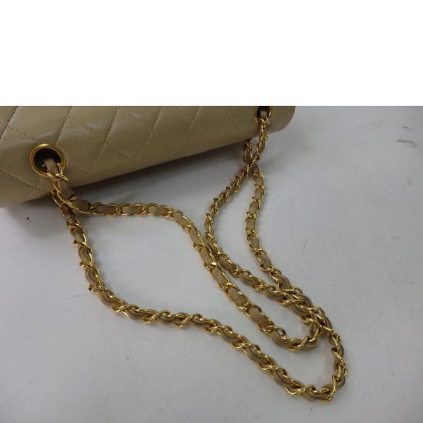 45862 5 Chanel Cocomark W Flap Chain Bag 25 Beige