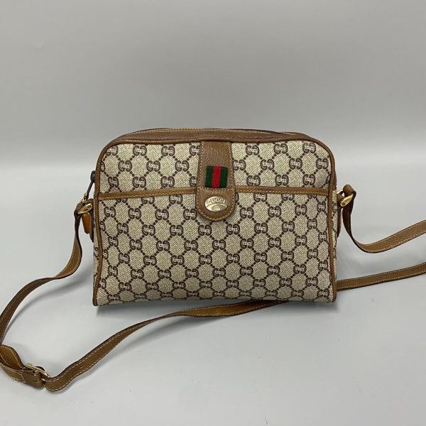 458k768014 1 Gucci Gucci Plus Sherry Line Leather Mini Shoulder Bag Brown