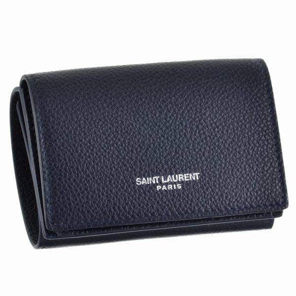 459784b680n4150 Saint Laurent Paris Wallet Trifold Mini Tiny Midnight Blue Navy