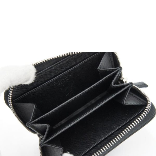 45998 3 Prada Coin Card Case Saffiano Triangle Black