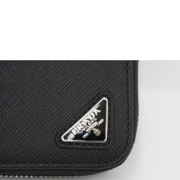 45998 4 Prada Coin Card Case Saffiano Triangle Black