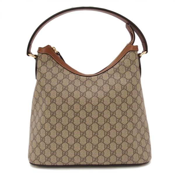 46431 1 Gucci GG Supreme Hobo Bag Brown