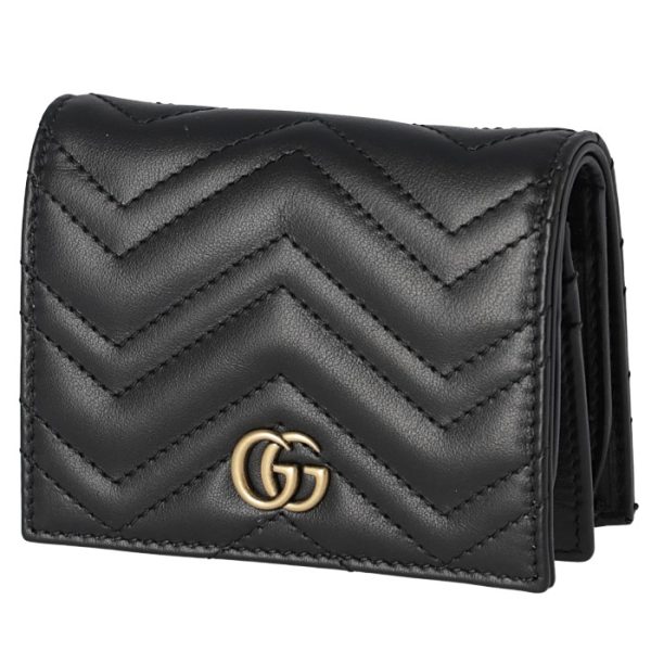 466492dtd1t1000 GUCCI GG Marmont Bifold Mini Wallet Black