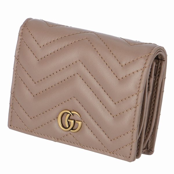 466492dtd1t5729 GUCCI GG Marmont Bifold Mini Wallet Beige