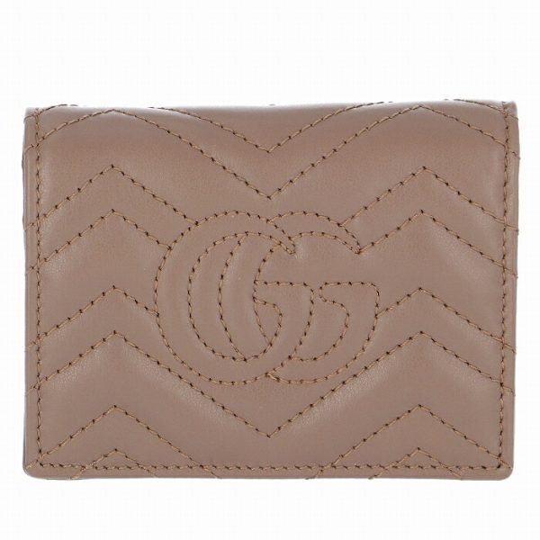 466492dtd1t5729 2 GUCCI GG Marmont Bifold Mini Wallet Beige