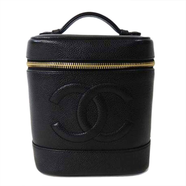 46654 1 Chanel Cocomark Vanity Bag Caviar Skin Black Gold Hardware