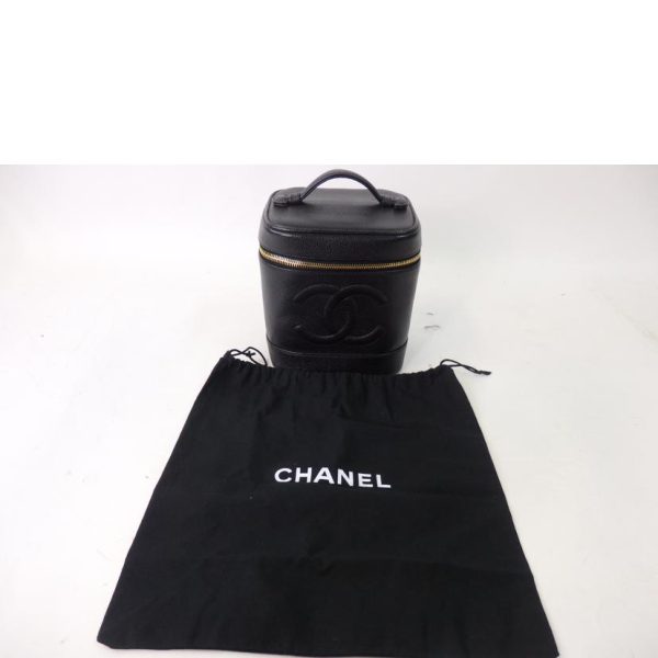 46654 8 Chanel Cocomark Vanity Bag Caviar Skin Black Gold Hardware