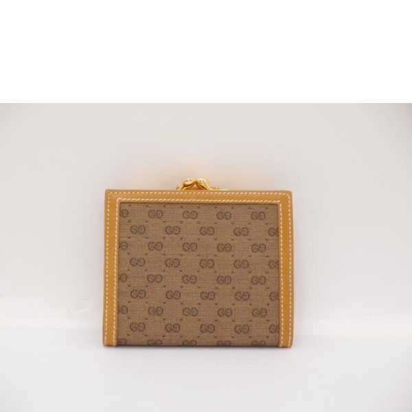 46669 2 GUCCI Womens Old Gucci Gama Bi Fold Wallet Beige