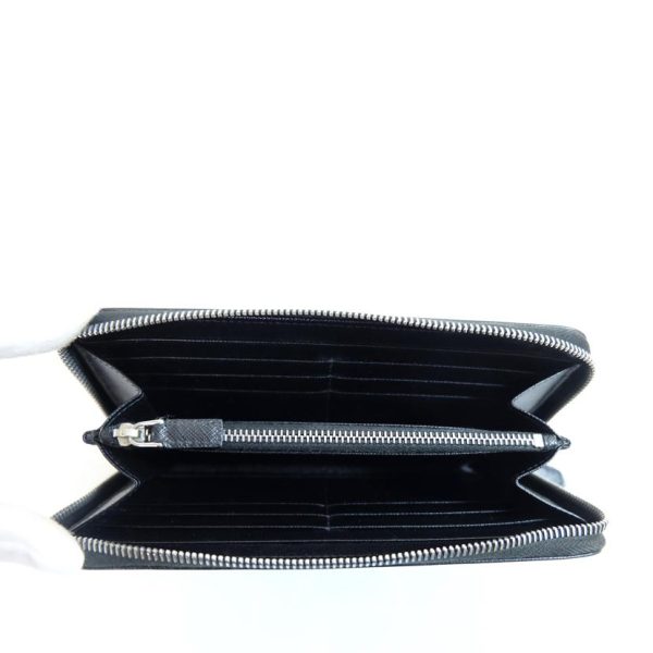 46677 4 Prada Saffiano Triangle Zip Around Wallet Black