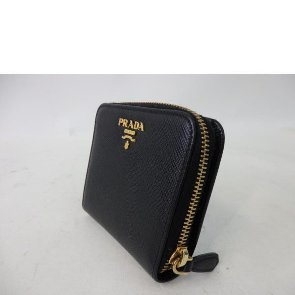 46700 4 Prada Saffiano Bi Fold Compact Wallet Black