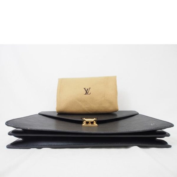 46756 9 Louis Vuitton Serviette Ambassador Epi Bag Black