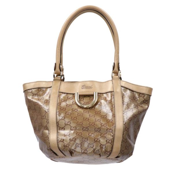 46760 1 Gucci GG Crystal Aby Tote Bag Brown Gold