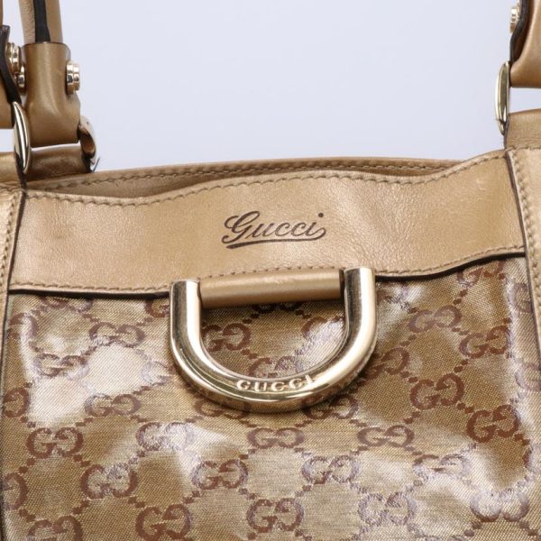 46760 6 Gucci GG Crystal Aby Tote Bag Brown Gold