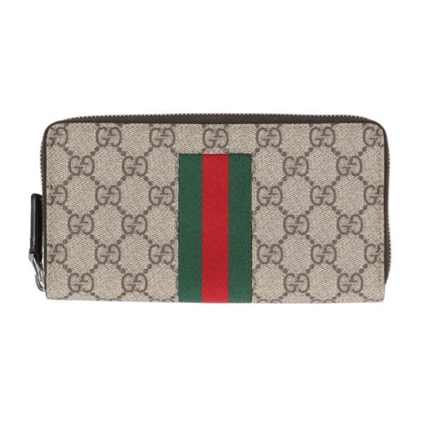 46956 1 Gucci GG Supreme Sherry Line Round Zipper Long Wallet