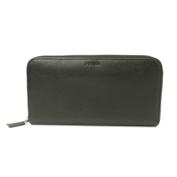 46956 1 Prada Saffiano Round Zipper Long Wallet Black